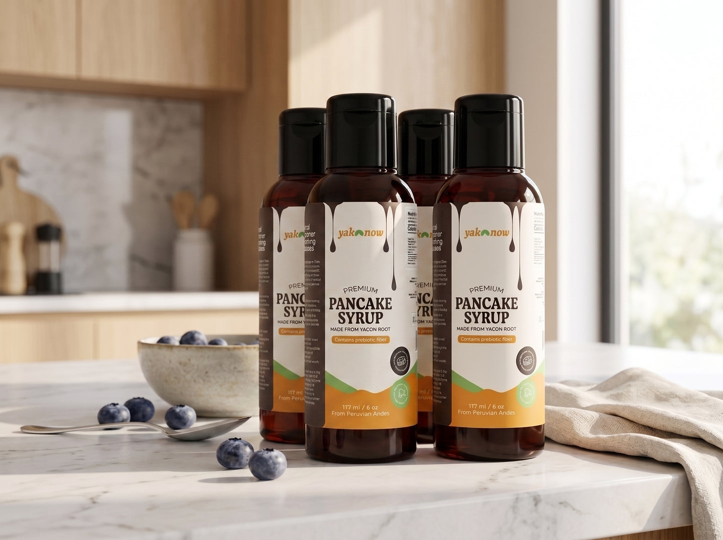 Sirope de Yacón Yakonow · Pack de 4 · Botellas exprimibles de 6oz — Para la familia que no se queda sin sirope